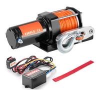 SucceBuy treuil électrique 3500 lb ATV/UTV treuil de voiture filaire avec corde synthétique de 39 pieds en aluminium IP55 étanche pour remorquage de camion de bateau 3500lbs