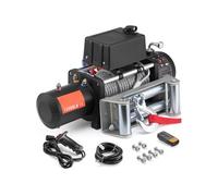 Treuil électrique SucceBuy avec une capacité de charge de 13 500 lb et un treuil de camion à courant continu de 12 V. Il dispose d'une poulie de câble en acier de Φ3/8 pouces x 80 pieds de long
