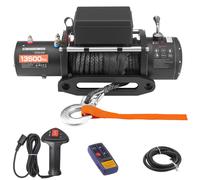 SucceBuy treuil électrique de 13 500 lb, treuil de voiture à corde synthétique 12V avec commande sans fil filaire pour remorquage SUV remorque de Jeep tout-terrain 13500 livres