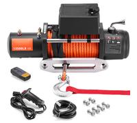 SucceBuy treuil électrique pour voiture et camion, 13500lb, avec corde synthétique de 80 pieds, télécommande sans fil et filaire pour remorquage tout-terrain 13500lbs