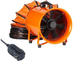 SucceBuy Ventilateur porteur haute performance 254 mm avec 10 m de tuyau, ventilateur d'extraction d'atelier 300 W puissant 1720 CFM, ventilateur industriel pour l'élimination de la poussière et des f