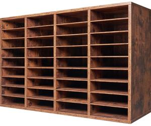 SucceBuy Wood Organisateur de littérature à 36 compartiments, étagères amovibles, brun foncé