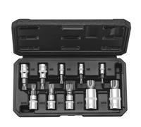 SucceBuy XZN Jeu de douilles à triple carré cannelé 10 pièces M4-M18 en acier Cr-V de qualité supérieure avec étui de rangement renforcé XZN