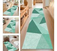 SUCERU TapisCouloir Long Tapis de Cuisine Devant Evier Lavable Antiderapant Cyan Vert 100X100CM Tapis de Passage Paillasson Anti-salissures Entree Interieur pour Chambre Salon Bureau Buanderie