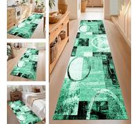 SUCERU TapisCouloir Tapis de Cuisine Devant Evier Lavable Antiderapant Vert Clair Noir 70X140CM Tapis de Passage Paillasson Anti-salissures Entree Interieur pour Chambre Salon Bureau Buanderie