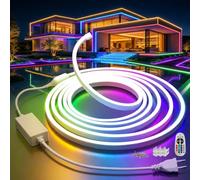 SUCIKORIO 10m Neon RGB Ruban LED Bande Exterieur Etanche IP65 220V Silicone | Lumiere LED Bandeau Avec Télécommande Néon Rubans à Led Strip Flexible Découpable Pour Extérieur, Chambre, Decoration Salon