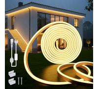 SUCIKORIO 10m Neon Ruban LED Bandeau 220V Extérieur Etanche IP65 Flexible | Blanc Chaud 3000K Néon Bande Led Lumiere Découpable Led Strip Avec Alimentation Pour Cuisine, Chambre, Pergola Bioclimatique