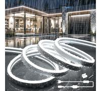 SUCIKORIO 20m 220V Neon Ruban LED Exterieur Silicone Etanche Ignifuger IP65 | Blanc Froid 6000K Néon Bandeau LED Extérieur Découpable Bande Led Flexible Rubans à Leds 120LED/m Avec Alimentation