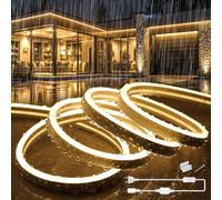 SUCIKORIO 20m Silicone 220V Neon Ruban LED Exterieur Etanche Ignifuger IP65 | Blanc Naturel 4000K Néon Bandeau LED Extérieur Découpable Bande Led Flexible Rubans à Leds 120LED/m Avec Alimentation