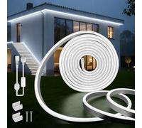 SUCIKORIO 2m Neon Ruban LED Bandeau 220V Extérieur Etanche IP65 Flexible | Blanc Froid 6000K Néon Bande Led Lumiere Découpable Led Strip Avec Alimentation Pour Cuisine, Chambre, Pergola Bioclimatique