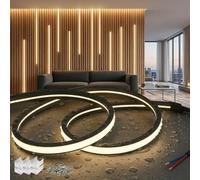 SUCIKORIO 5m Silicone Ruban LED Bande Panneau Tasseau Bois 220V Sans Prise | Blanc Naturel 4000K Noir Bandeau LED Lumiere Extérieur Etanche Sans Transformateur Flexible Découpable Pour Cuisine, Chambre