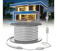 SUCIKORIO Neon Bandeau Led Exterieur 15m, Néon Ruban LED 220V Exterieur Etanche IP65 Imperméable Lumiere Bande LEDs Flexible Blanc Froid 6000K Découpable Rubans à Leds 120LED/m Avec Alimentation