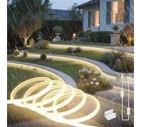 SUCIKORIO Neon Ruban LED Exterieur 2m, Silicone Ronde COB Néon Bandeau Led 220V Etanche Ignifuger IP65 Bande LEDs Flexible Blanc Naturel 4000K Découpable Rubans à Leds 120LED/m Avec Alimentation