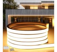SUCIKORIO Neon Ruban LED Exterieur 3m, Silicone Néon Bandeau Led 220V Exterieur Etanche Ignifuger IP65 Bande LEDs DIY Flexible Blanc Chaud 3000K Découpable Rubans à Leds 120LED/m Avec Alimentation