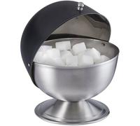Sucrier, Acier Inoxydable, Boîte À Sucre En Morceaux Avec Couvercle, Bonbons, Hxd : 15,5 X 14 Cm, Noir/Argenté - Relaxdays
