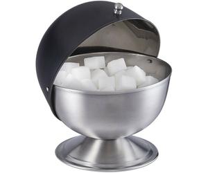 Sucrier, Acier Inoxydable, Boîte À Sucre En Morceaux Avec Couvercle, Bonbons, Hxd : 15,5 X 14 Cm, Noir/Argenté - Relaxdays