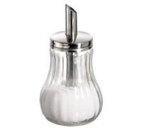 Sucrier, avec tube doseur, acier inoxydable/verre