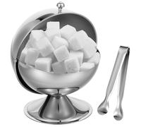 Sucrier en acier inoxydable avec couvercle enroulable - Bol à bonbons sphérique en acier inoxydable avec pince à sucre de 11,9 cm - Support de cube de sucre - Pot à bonbons - Pour la maison, la