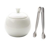 Sucrier en céramique avec couvercle et pince - Porte-sucre en porcelaine pour la maison et la cuisine