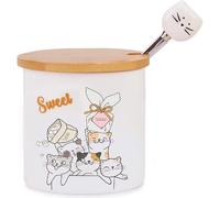 Sucrier en céramique avec motif chat et cuillère