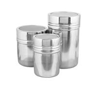 Sucrier en poudre - Lot de 3 sucres en poudre - En acier inoxydable - Conteneur à tamis à mailles fines - Kit d'outils de cuisson - Idéal pour gâteaux, pâtisserie, café, crêpes, , petit