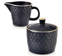 VILDE Ensemble crémier et sucrier 2 pièces - Grès noir, design moderne, lavable au lave-vaisselle