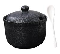 Sucrier et pot à épices en céramique avec cuillère noir
