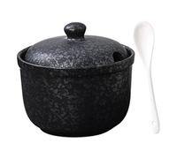 Sucrier et pot à épices en céramique avec cuillère noir