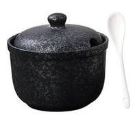 Sucrier et pot à épices en céramique avec cuillère noir