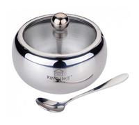 Sucrier - KINGHOFF - KH-3725 - Acier inoxydable 18/10 - Couvercle en verre - Surface brillante