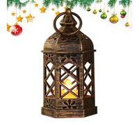 Sucritude Petite Lanterne Décorative,Lanterne Vintage avec Bougie LED Clignotante | Décor de Table avec Poignée pour Intérieur Extérieur Porche Étagère Jardin Chambre Entrée Salon Diwali Mariage