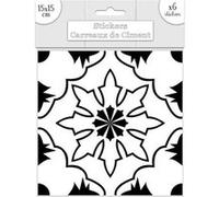 Lot de 6 Stickers Carreaux de Ciment - Noir Motif 5