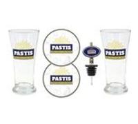 SUD TRADING Coffret de 2 Verres à Pastis, 2 dessous de verre et un bec verseur tranparent G