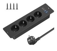 SUDEERY Prise encastrée avec 2 USB C et 2 ports USB-A, pour galvanisation dans le plateau de table, prise encastrée 4 prises, multiprise avec câble de 2 m, prise de table, prise multiple pour