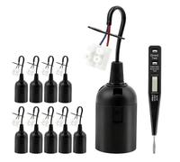 Sudnsadaks 10 Pièces Douille E27, Douille Ampoule, Rénovation Douille Chantier, Support d'Ampoule avec Câble, Bâtiment Base Lumière Suspension avec Testeur Phase, Rechange Bâtiment pour Travaux, Noir