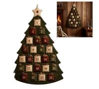 sugerou Calendrier de l'Avent matelassé en forme d'arbre à faire soi-même | Kit de couture en tissu 24 poches - 63 cm de haut - Fait à la main - Décoration de porte murale - Cadeau pour adultes - Vert