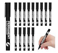Sugeru 15Pièces-1mm Marqueurs Permanents, Encre Indélébile sur Tous Supports-Très Couvrante et Résistante, Marqueur Feutre Indelebile Noir, Marker Permanent Pointe Fine