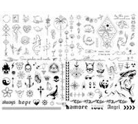Sugeru 4 Feuilles Super Durable Tatouage Temporaire, 2 Semaines, l'original | Résistant à l'eau + Vegan + Nouvelle Tech | Faux Tatouage, Tatouage Ephemere Femme, Tatoo Temporaire (D1)