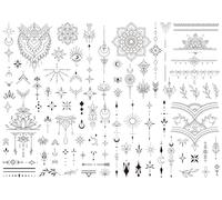 Sugeru 4 Feuilles Super Durable Tatouage Temporaire, 2 Semaines, l'original | Résistant à l'eau + Vegan + Nouvelle Tech | Faux Tatouage, Tatouage Ephemere Femme, Tatoo Temporaire (D2)