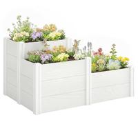 SUGIFT : Jardinière modulaire en plastique, sans outil, bac de plantation en vinyle, fond ouvert, blanc