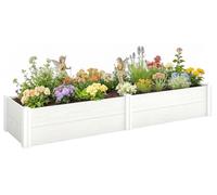SUGIFT : Jardinière surélevée, type serre, à assembler soi-même. Structure en plastique, de couleur blanche. Résistante aux intempéries. Poids : 11 kg. Dimensions : 197 x 54 x 33 cm