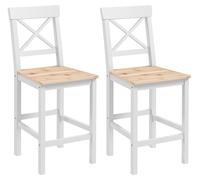 SUGIFT : Tabouret de cuisine avec dossier et repose-pieds, tabouret de comptoir en bois massif, style rustique