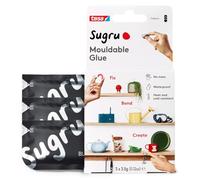Sugru by tesa - Noir - Colle Polyvalente Malléable - 3 x 3,5 g | Lot de 3 - Pâte adhésive polyvalente pour la décoration, les réparations et les projets de bricolage - Fixation sans perçage