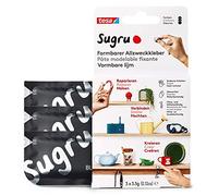 Sugru by tesa - Pâte Fixante Polyvalente à Modeler en Lot de 3 x 3.5 g - Pâte Durcissante Adhésive Polyvalente pour Décorer, Coller, Réparer, et pour Bricolage Créatif - Noir