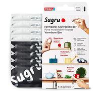 Sugru by tesa - Pâte Fixante Polyvalente à Modeler en Lot de 8 x 3.5 g - Pâte Durcissante Adhésive Polyvalente pour Décorer, Coller, Réparer, et pour Bricolage Créatif - Noir et Blanc
