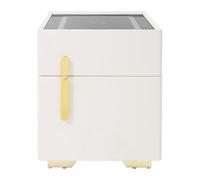 SuhoFutus Table de chevet avec coffre-fort, commode de chevet verrouillable avec chargement sans fil, haut-parleur Bluetooth, 2 ports USB et LED 3 couleurs, table d'appoint moderne avec tiroir pour