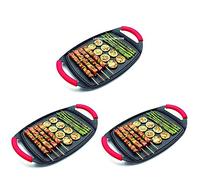 Suinga Plancha de cuisine avec revêtement en pierre 36 cm | Pack de 3 poêles grill pour cuisinières à induction, vitrocéramique, gaz | Plancha à rôtir