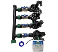 Suinga Système d'irrigation automatique pour jardin 4 zones avec programmeur et électrovanne Rain Bird HV 1” 24v Noir