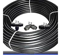 Suinga Tuyau polyéthylène alimentaire 32mm 10 bar 25m PE100 HD, bande bleu, tuyau d'eau potable/tuyau d'arrosage. Comprend 2 coudes, 2 Tés et 2 raccords en polyéthylène