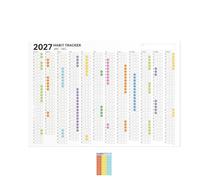 Suivi d'habitudes 2027 Calendrier Mural Mensuel Stickers Ronds | Planificateur Suivi Habitudes Pour maison appartement école travail classe résidence étudiante salle de sport